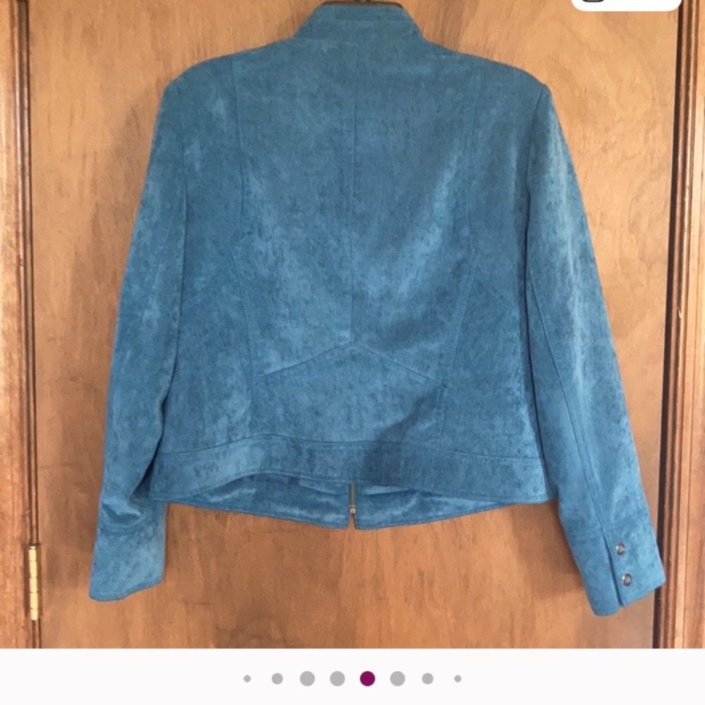 Vintage 90s collarless jacket lined hidden shoulder pads office business casual - Picture 9 of 17